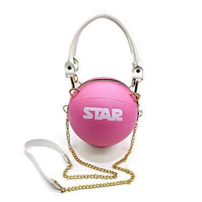 China 3.0 Top Handle Funny STAR Pink Women Fashion PU Leather Body Cross Shoulder Bag Basketball High Level Funny Bag for sale