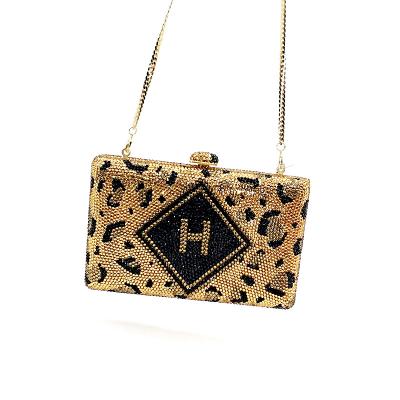 China Luxury high quality MAKE IT YOUR OWN PERSONAL bag INITIAL SET DESIGN full crystal leopard print name women evening clutch bag rhinestone clutches for sale