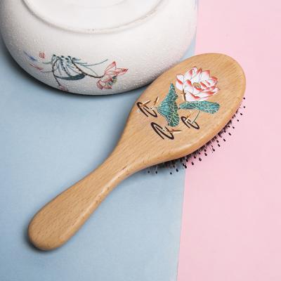 China Homemade Custom Hand Drawn Airbag Pattern Comb Airbag Woodworking Brush Large Dish Comb for sale