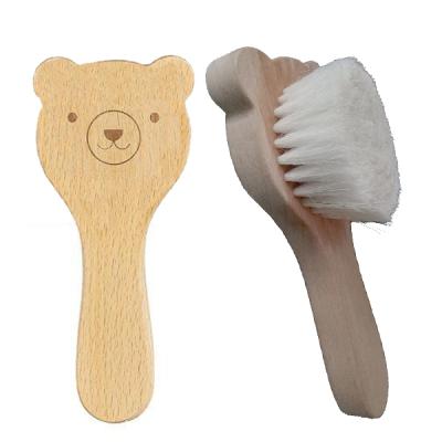 China Home Customizable Cartoon Children's Comb Wooden Products Natural Soft Infant Newborn Hair Brush Baby Comb for sale