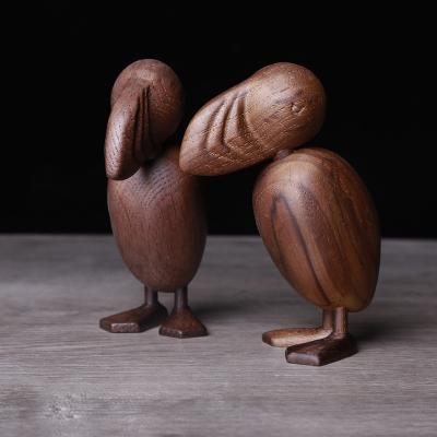 China Nordic Europe Wooden Animal Statue Ornaments Small Wooden Bird for sale