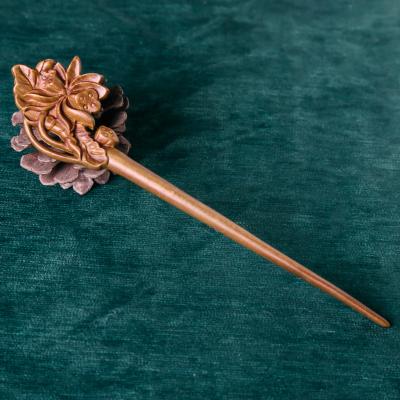 China Beautiful Wooden Hairpin Women Hairpin Environmentally Friendly/Durable Chinese Sandalwood Hairpin As Gift for sale