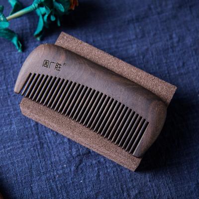 China Custom Wooden Beard Comb Private Label High Quality Wholesale Comfortable/Durable/Anti-Static OEM&ODM Chacate Preto For Men for sale