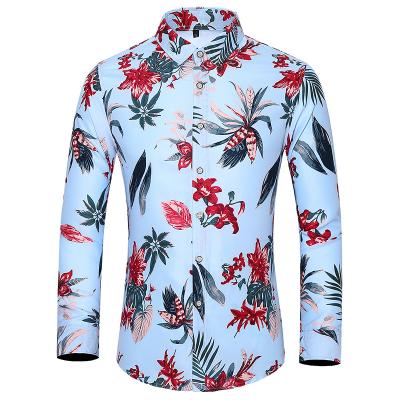 China 2022 New Large Print Anti-Shrink Shirt Men's Long Sleeve Shirt for sale