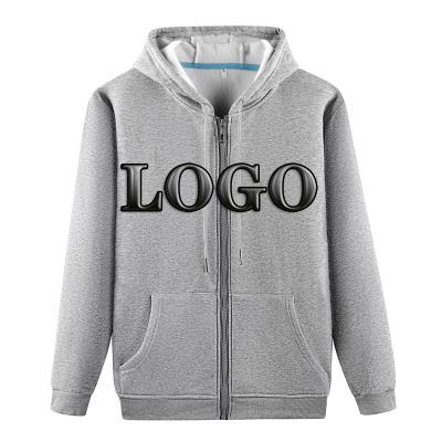 China Anti-wrinkle custom 100% cotton sweatshirt white men's Hoodies fashion plain full zipper hoodie for sale