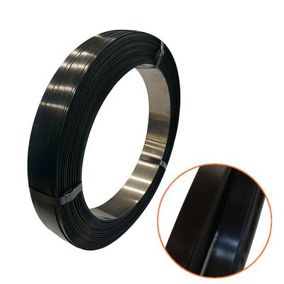 China Machine Packing Wholesale Black Painted Waxed Strapping Black Steel Band Strapping for sale