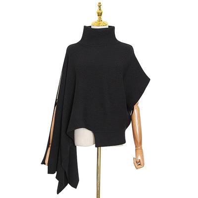 China 2021 Fashion Women's Clothing Anti-Wrinkle Falling Women's Clothing Fall 2021 Irregular Variety Wear Bat Sleeve Shawl Loose Type Sweaters Solid Color for sale