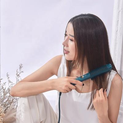 China Hot Selling Dual Function Straight Bun Professional Wired Quickly Hot Ceramic Electric Comb 2 in 1 Hair Straightener Brush for sale