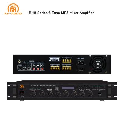 China For background music / paging and address system facilities RH-AUDIO public MP3 mixer multizone amplifier for background music for sale