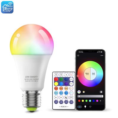 China Residential Hot Sale Smart Lights A19 A60 E27 10W RGB Led Smart Bulb With WIFI APP Voice Remote Control For Indoor Lighting for sale