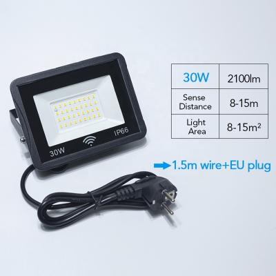 China Outdoor Wall Mounted Led Light 30W Led Shell Black Outdoor Led Flood Light PIR Motion Sensor Induction Sense for sale