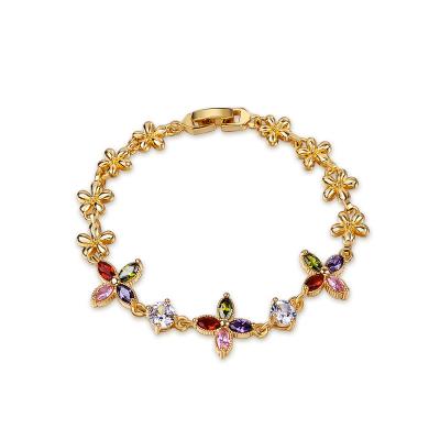 China Luxury 50% Discount Cute Colorful Gold Lucky Clover Bracelet Handmade Crystal CZ Charms For Bracelets for sale