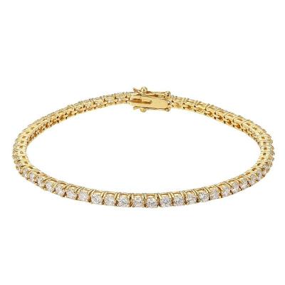 China Wholesale New Arrival Hiphop 3MM 14k Gold Plating One Row CZ Tennis Bracelet for sale