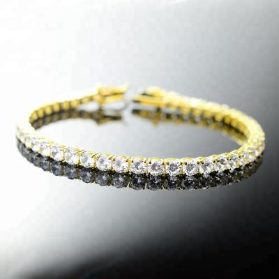 China Hiphop Promotional Products Ice 8 Inch Diamond Moissanite Tennis Bracelet 14k Gold Plated For Men for sale