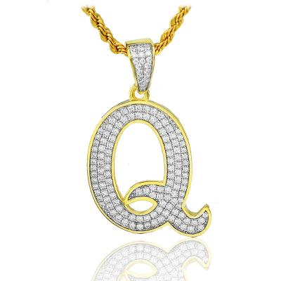 China Hiphop Wholesale Price Gold Plated Zirconia Stone Letter Q Iced Out Pendant for sale