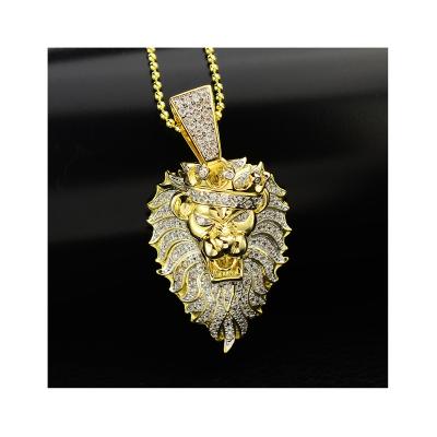 China Hiphop design cool lion hiphop head pendant with 14k yellow gold plated for sale