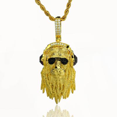 China Black Stone Hip Hop Cartoon Dog 18k Gold Plated Pendant for sale