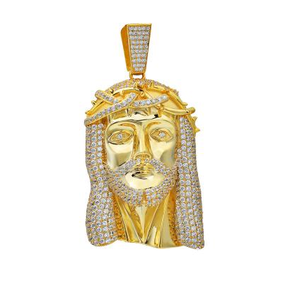 China Large Jesus Piece Pendant Custom Cz Diamonds Paved Rhodium Large Jesus Piece Pendant for sale