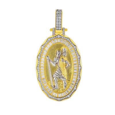 China 14k Yellow Gold Filled St Christopher Pendant 3D Pattern Religious Jewelry Mens 14k Yellow Gold Filled St Christopher Pendant for sale