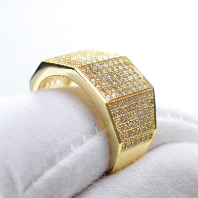 China 10K Gold Plated Silver Rings CZ 925 10k Gold Finger Wedding Jewelry Wholesale Micro Wide Pave Sterling Silver Ring for sale