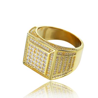 China Hiphop Pattern Big Shape White CZ Stone Micro Pave 925 Sterling Silver Men's Rings Jewelry for sale