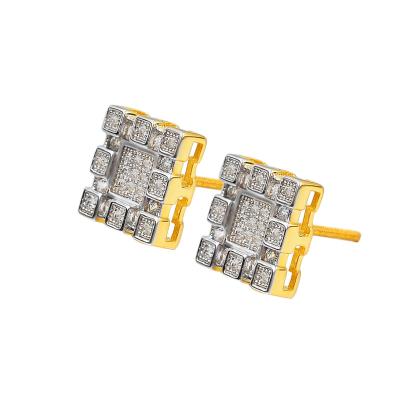 China Hiphop Silver 925 Yellow Gold Square Screw Shape 14k Back Earrings for sale