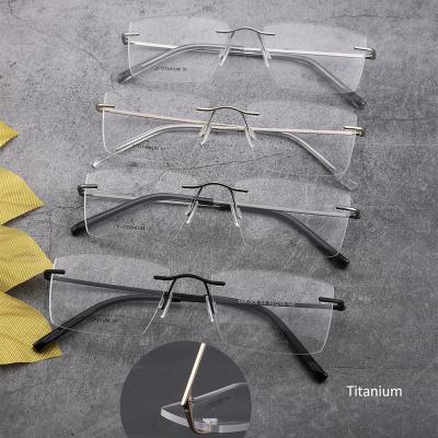 China High Quality Ultralight Fashionable Slim Men's Pure Titanium Rimless Optical Glasses Frame Glasses Eyewear for sale