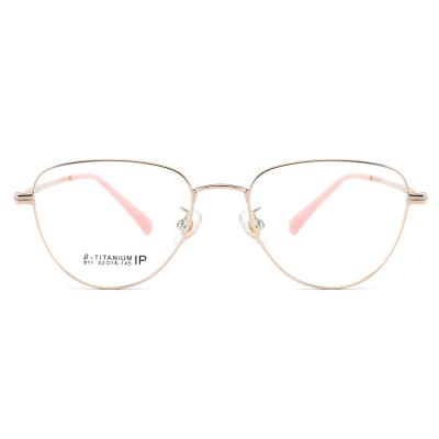 China 2021 Fashion Newcomer B Titanium Eyeglasses Frame Gold Fashion Glass Oval Frames for sale