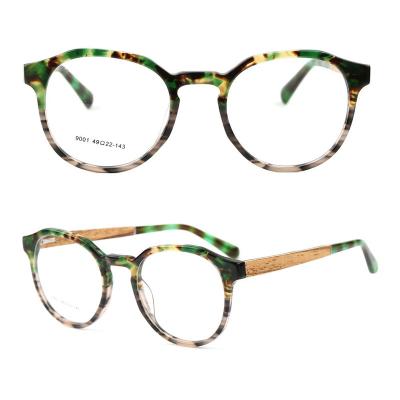 China Fashion Custom Logo Women Design Acetate Frame Temple Eyeglasses Wooden Frames for sale