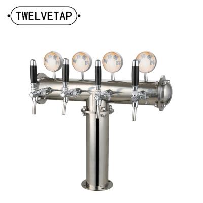 China 304 Stainless Steel Wine TWELVETAP Small 4 Head High Quality Column T-Shaped Beer Dispensing Equipment With Light for sale