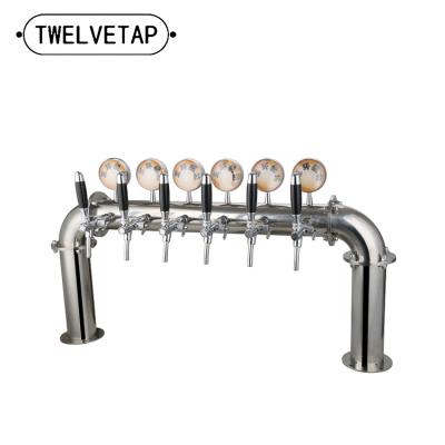 China Transport TWELVETAP Beverage Factory Directly Supply Large U Shaped Stainless Steel Beer Tower 6 Ways LED Lights for sale