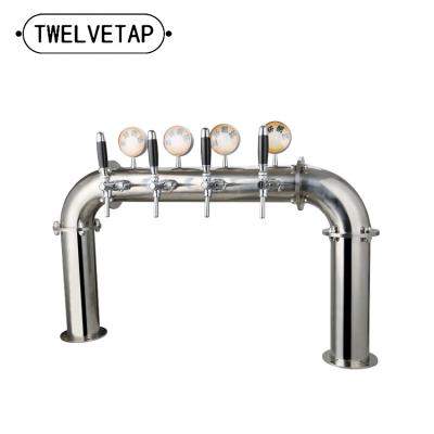 China 304 Stainless Steel TWELVETAP 4 Way Beer Column Small U Shaped Stainless Steel Beer Tower for sale