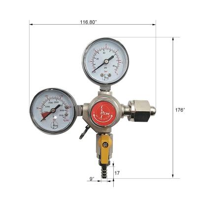 China Reduce Gas Pressure Measuring Single Beer Equipment Premium CO2 Gas Dispensing Regulator TWELVETAP for sale