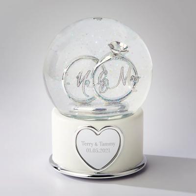 China Mr and Mrs Wedding Ring Snow Globe from Europe for sale