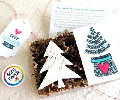 China Custom Implantable Recyled Seed Paper Tags Christmas Tree Seeds for sale