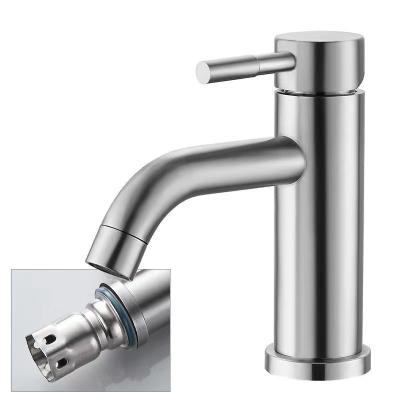 China Bathroom Faucets Stainless Steel Bathroom Faucet Commercial Cold Water Swept Anti-scratch Hot Metered Basin Faucet for sale