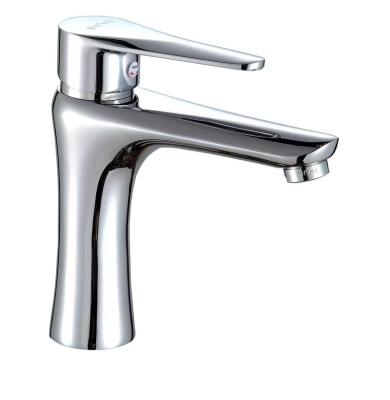 China Durable Hot Selling Metered Chrome Faucets Single Handle Brass Sink Taps Hot Cold Bathroom Basin Faucet for sale