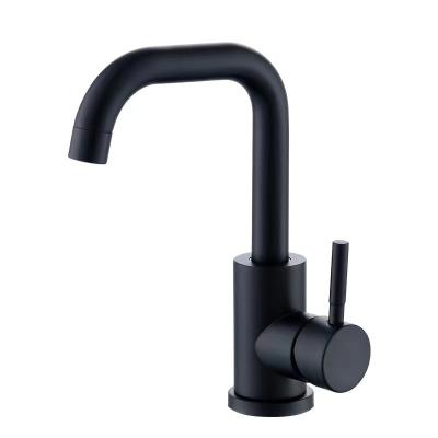 China Metered Economic Lead Free Hot Cold Single Basin Faucet Mixer Tap Handle Bathroom Basin Sink Faucet Stainless Steel Anti-scuff Black Basin Faucet for sale