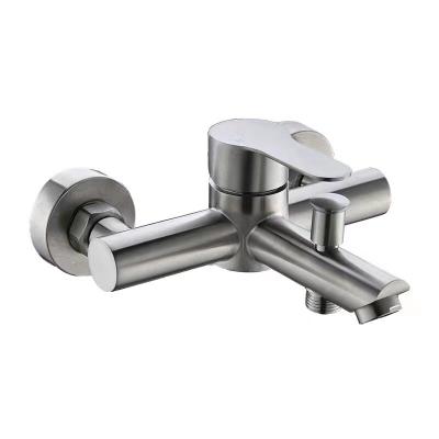 China Wholesale Without Slide Bar Stainless Steel Bathroom Swept Bathtub Bath Shower Faucet Wall Mounted Faucet Mixer for sale