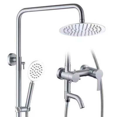 China Classic Slide Bar Stainless Steel Bathroom Mixer Shower Set With Slide Bar Hand Shower Exposed Rain Shower Head for sale