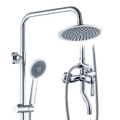 China With Modern Brass Single Slide Bar Rain Shower Wall Mounted Column Faucet Set Chrome 3 Functions Shower Set for sale