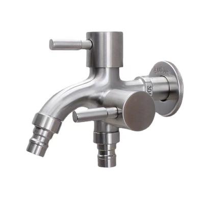 China Low Price Washing Machine Bibcock Modern 304 Stainless Steel Faucet Two Way Quick Open Double Handles Cold Water Faucet for sale