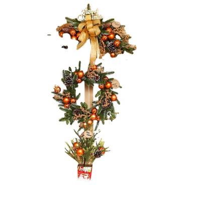 China Polyester Felt Artificial Plants Christmas Flower Wreath Home Decorative Front Door Decorations Plastic Garland for sale