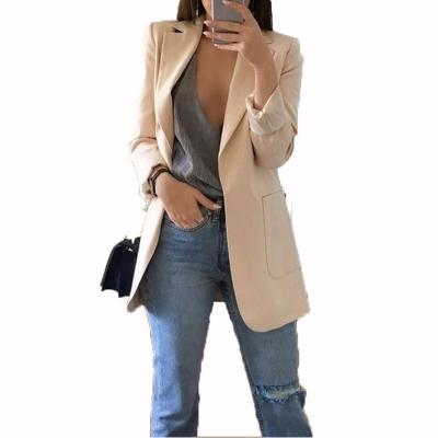 China Anti-wrinkle 2022 hot sale plus size 5XL coat women's slim leisure suit jacket temperament cardigan lapel fashion long sleeve solid blazer for sale