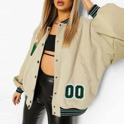 China Anti-wrinkle Autumn Winter Ladies Letter Embroidery Coats Fashion Baseball Letter Design Jacket Women Outdoor Casual Jacket for sale