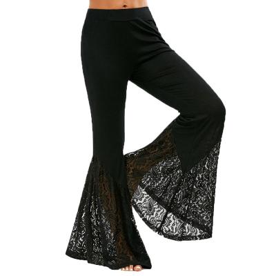 China Anti-Wrinkle Women's Fashion Sexy Lace Club Party Pants High Elastic Wide Leg Waist Bell-Based Pants For Ladies Slim Fit Gaiters for sale