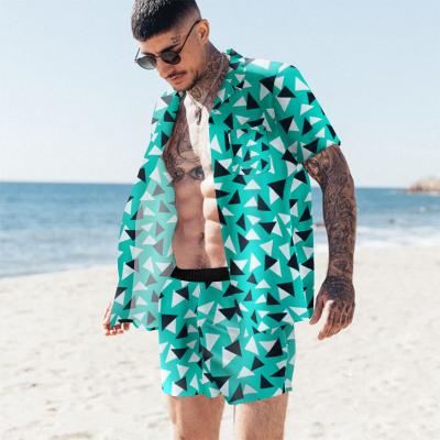 China QUICK DRY Hot Fashion Summer Hawaii Breathable Sets Printed Mens Short Sleeve Shirt Shorts Casual Beach Wear Shirt Resort Short Sleeve Set for sale