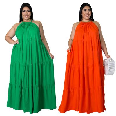 China 2022 Anti-Static Hot Selling New Arrive XL-5XL Sexy Loose Summer Sleeveless Solid Color Slipping Plus Size Women's Dress Maxi Skirts for sale