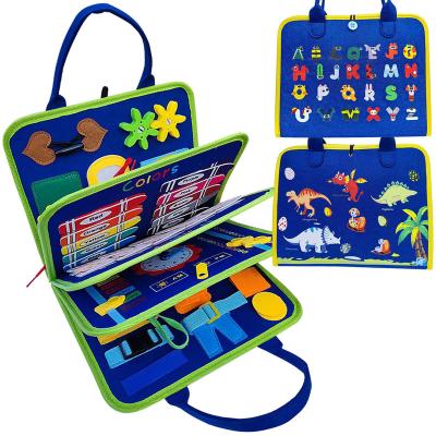 China Earlier Education Kids Montessori Educational Handbag Life Dress Skills Early Learning Busyboard Sensory Toy Toddler Felt Busy Board for sale