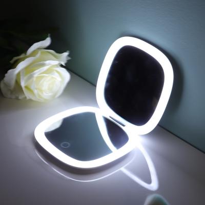 China Lighted Touch Screen Refill Cosmetic Led Makeup Mirror and Travel Portable Case with Led Light Mirror for sale